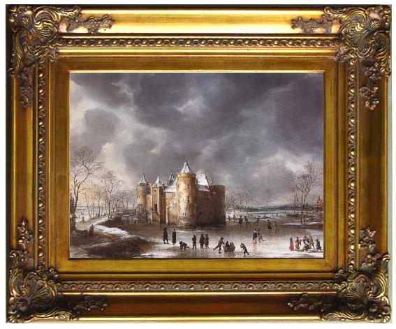 framed  Jan Abrahamsz. Beerstraten The Castle of Muiden in Winter, Ta057